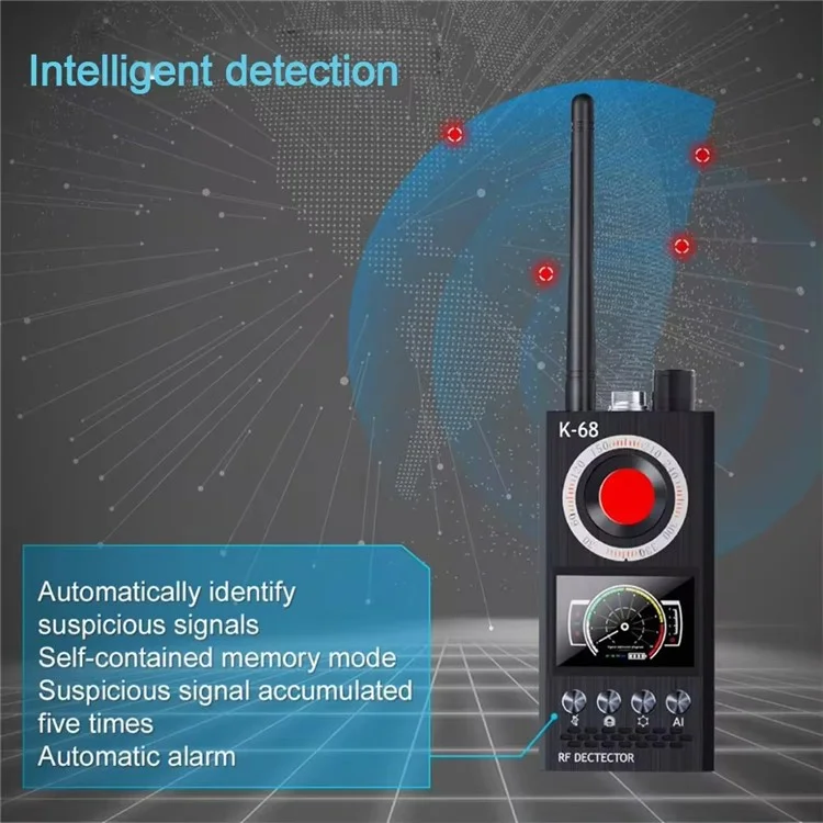 Детектор сигналов K68 Wireless, обнаружитель RF жучков, антишпионская камера, детектор GPS-трекеров, улучшенная версия - шампанское золото