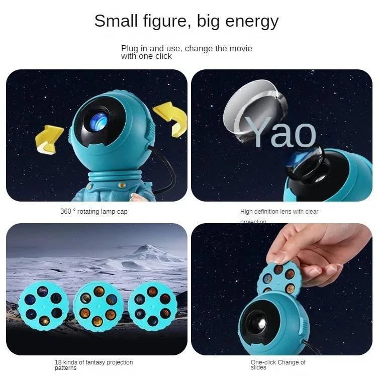 k2301 Green Astronaut Projector Lamp 18 Projection Patterns Starry Sky Projection Lamp