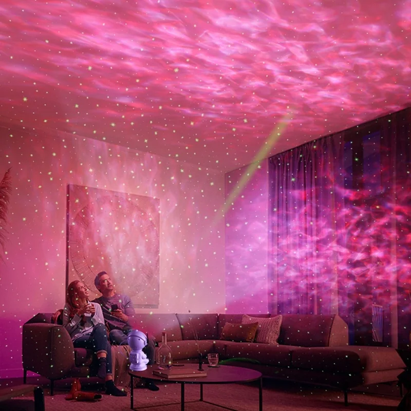JN2317 Cartoon Astronaut Projection Lamp Water Ripple Starry Sky Projector Decorative Night Light