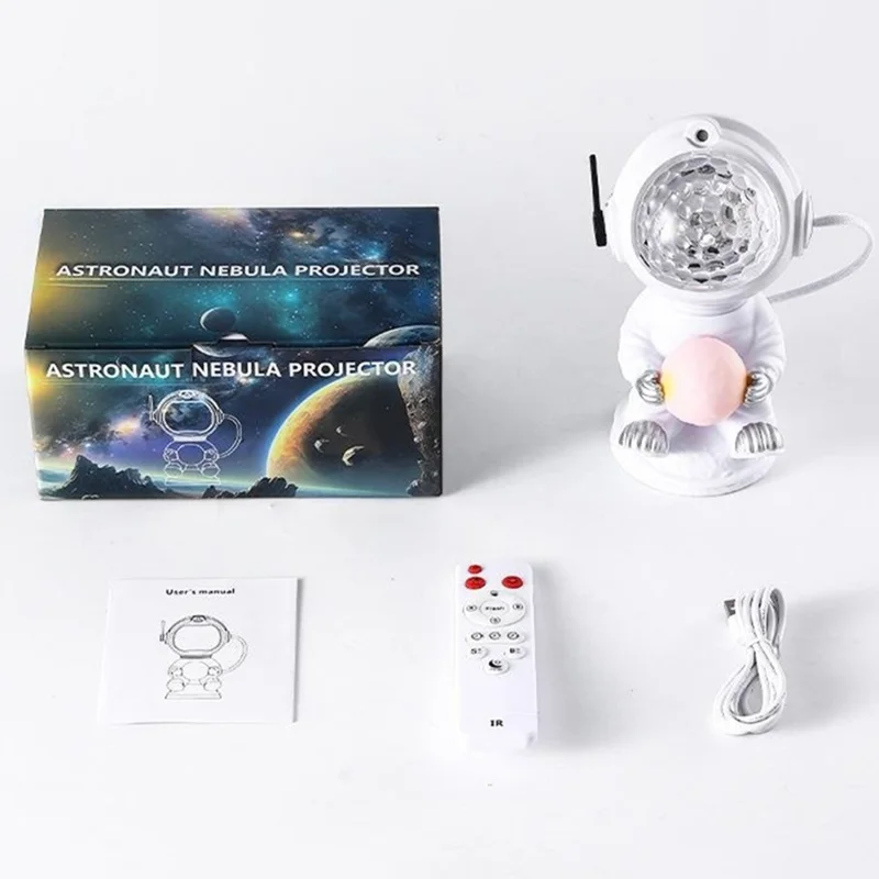 JN2317 Cartoon Astronaut Projection Lamp Water Ripple Starry Sky Projector Decorative Night Light