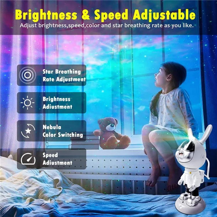 k2309 Space Rabbit Brightness Adjustable Starry Sky Projection Lamp Atmosphere Night Light