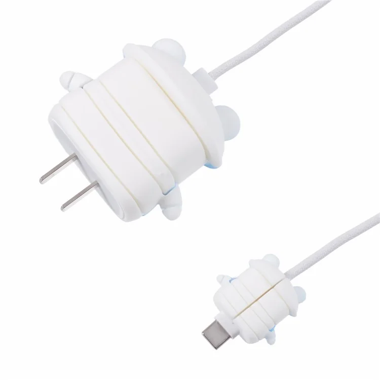 1 Set Cartoon Hat Duck Protective Case Silicone Adapter Charger Cable Protector Cover for iPhone 18W  /  20W Charger - Blue