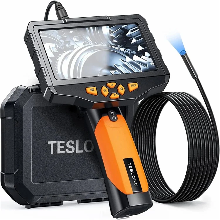 Teslong NTS300 1m Fil 3,9 mm Lentille HD Endoscope Étanche de 5,0 Pouces D'inspection D'écran