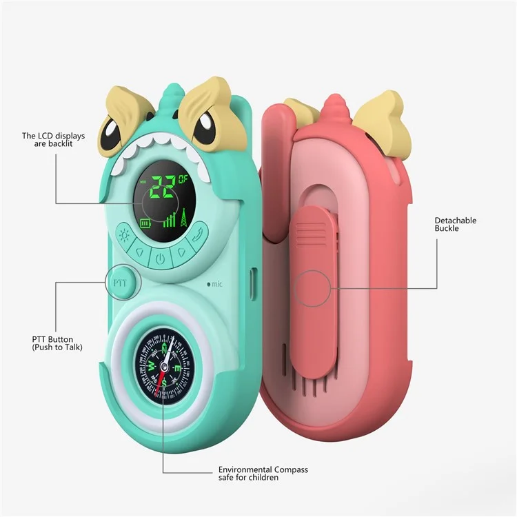 DJ400 2pcs / Establezca Mini Walkie Talkie Con Compass 3 km de Radio Hom Mano Para Niños Juguete Educativo