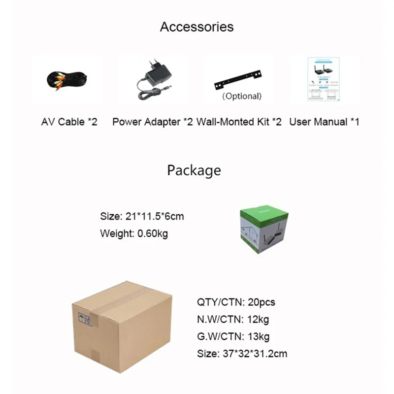 MEASY AV230 300m Range 2.4G Wireless HD Video Transmitter and Receiver with IR Antenna - US Plug