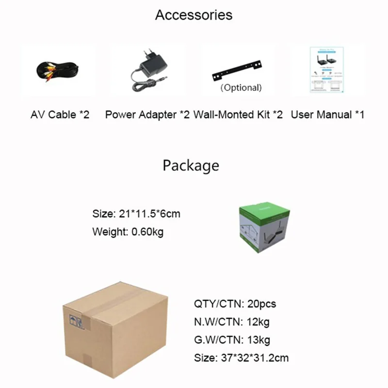 MEASY AV220 200m Range 2.4G Wireless HD Video Transmitter and Receiver with IR Antenna - US Plug