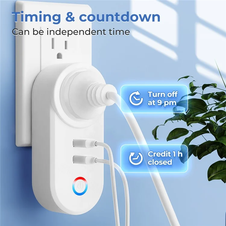 Tuya Bluetooth+Wifi Smart Plug 16A Power Socket Wall Charger with USB Port - US Plug