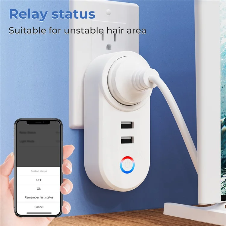 Tuya Bluetooth+Wifi Smart Plug 16A Power Socket Wall Charger with USB Port - US Plug