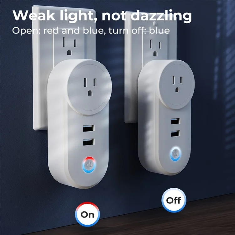 Tuya Bluetooth+Wifi Smart Plug 16A Power Socket Wall Charger with USB Port - US Plug