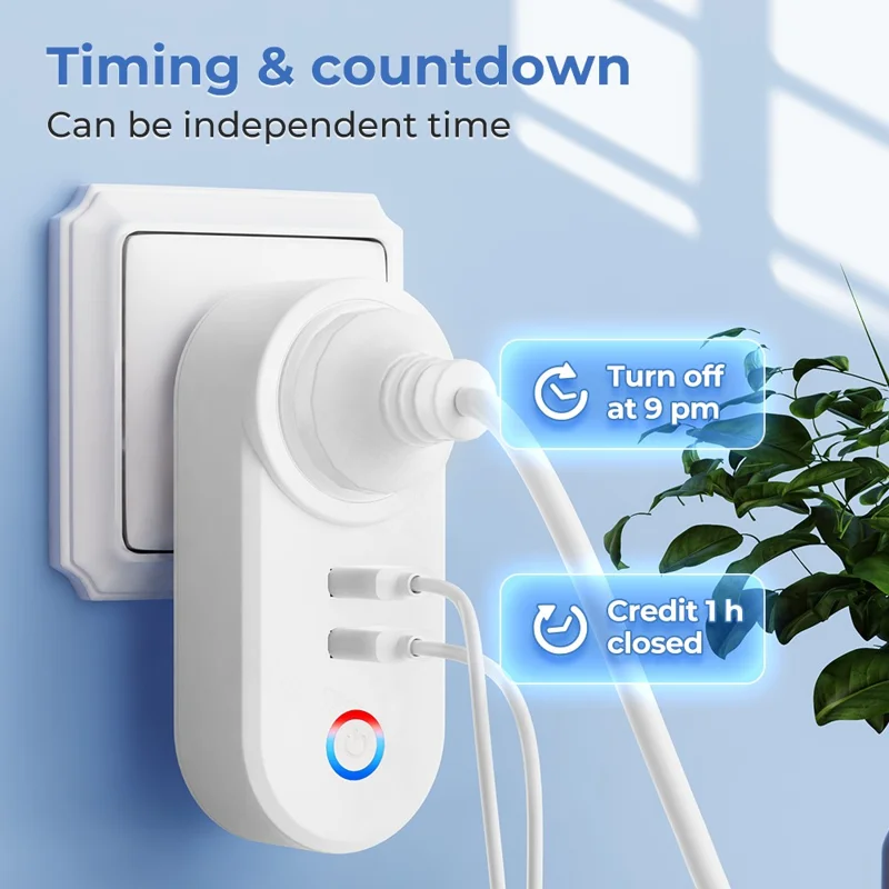 Tuya Bluetooth+Wifi Smart Plug 16A Power Socket Wall Charger with USB Port - EU Plug