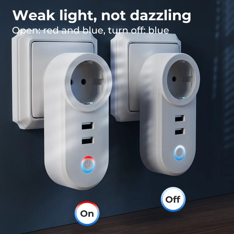 Tuya Bluetooth+Wifi Smart Plug 16A Power Socket Wall Charger with USB Port - EU Plug