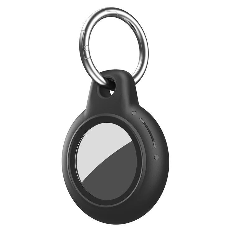 For AirTag Waterproof Case Hard PC Protective Cover Holder with Keychain - Black