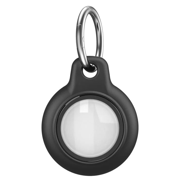 For AirTag Waterproof Case Hard PC Protective Cover Holder with Keychain - Black