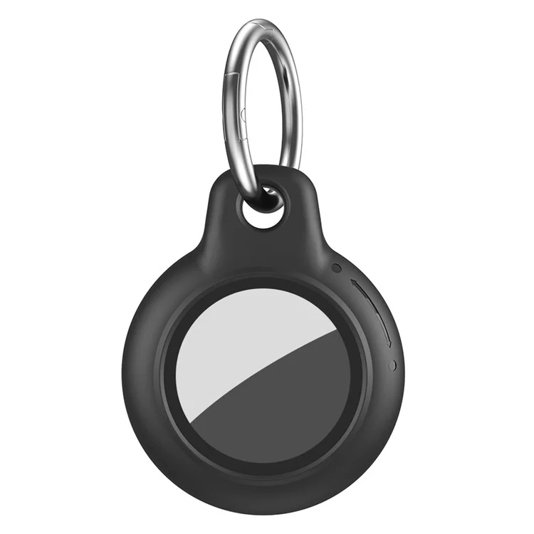 For AirTag Waterproof Case Hard PC Protective Cover Holder with Keychain - Black