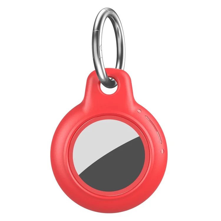 For AirTag Waterproof Case Hard PC Protective Cover Holder with Keychain - Red