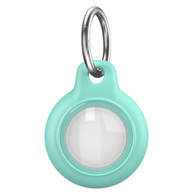 For AirTag Waterproof Case Hard PC Protective Cover Holder with Keychain - Mint Green