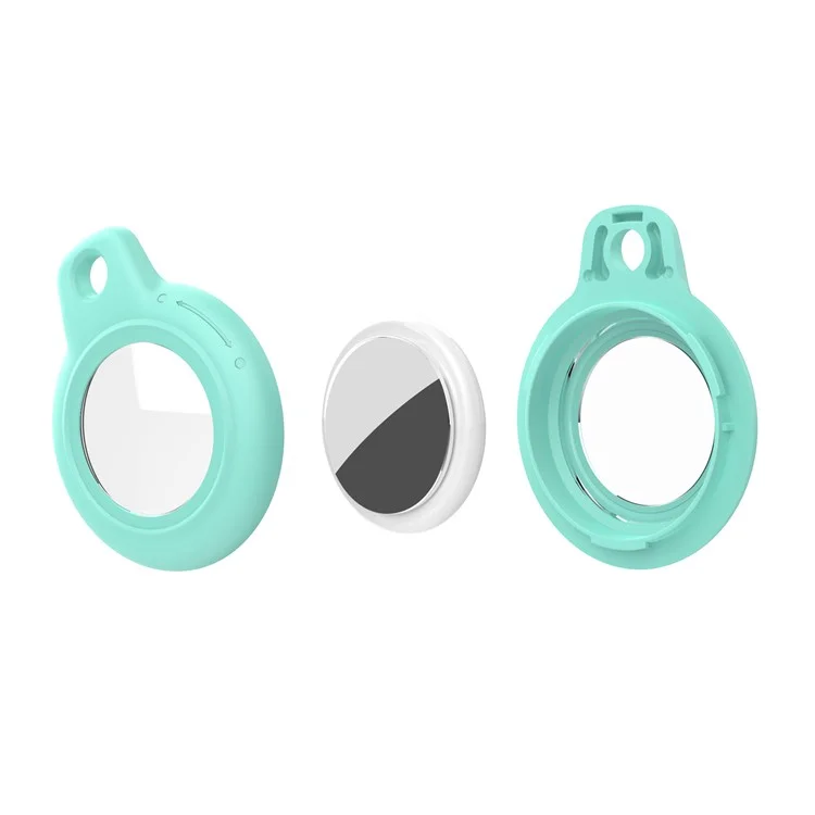 For AirTag Waterproof Case Hard PC Protective Cover Holder with Keychain - Mint Green