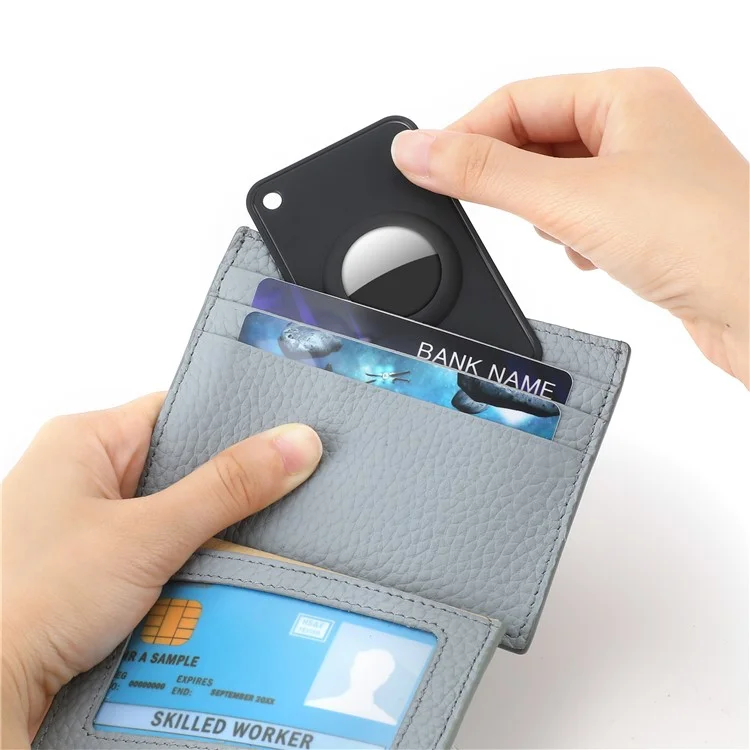 For AirTag Bluetooth-compatible Tracker Wallet Holder Card Slim Card Insert Attachment Anti-Lost - Black
