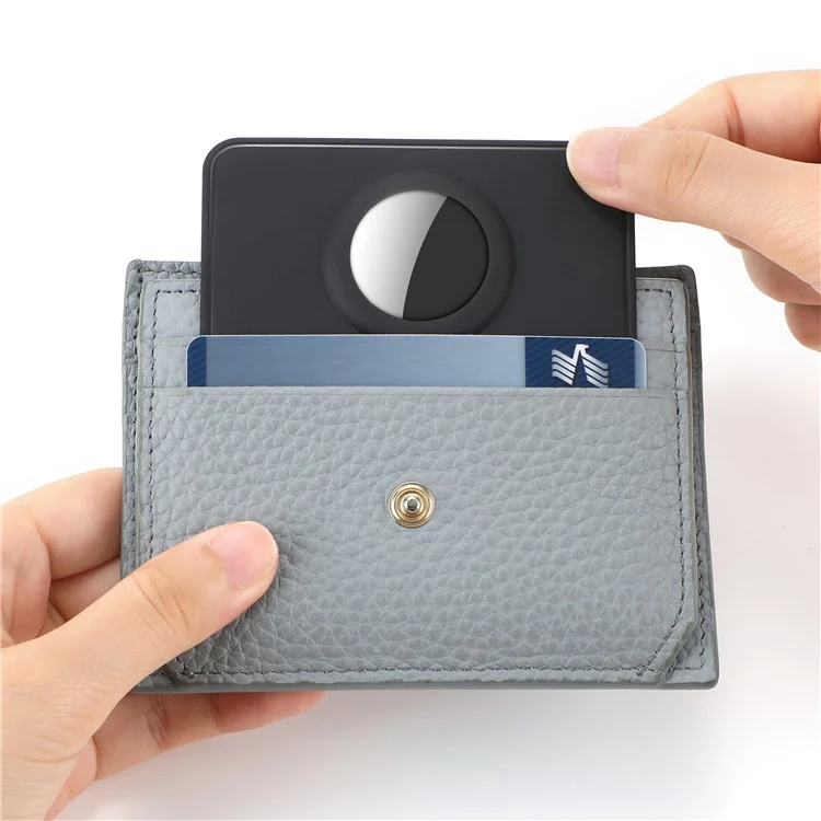 For AirTag Bluetooth-compatible Tracker Wallet Holder Card Slim Card Insert Attachment Anti-Lost - Black