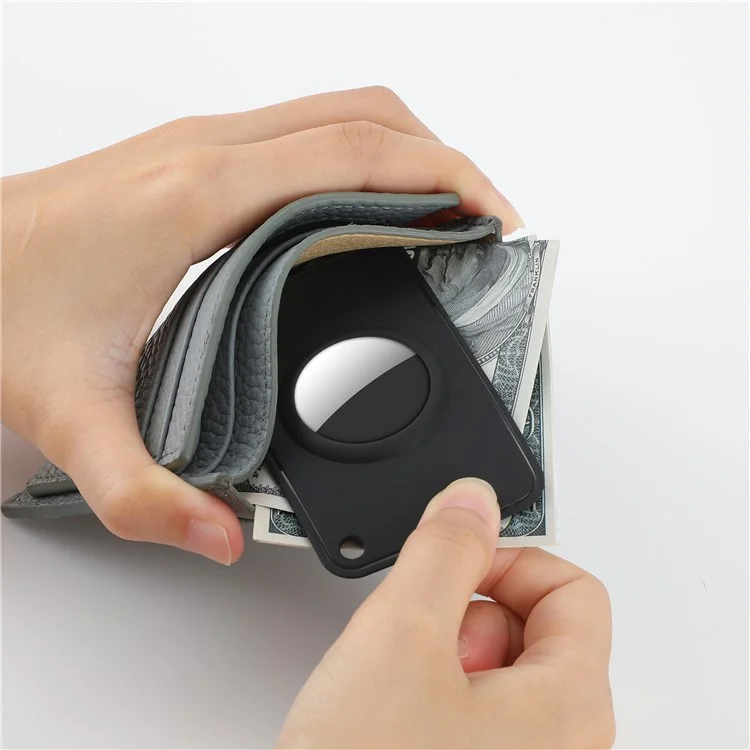 For AirTag Bluetooth-compatible Tracker Wallet Holder Card Slim Card Insert Attachment Anti-Lost - Black