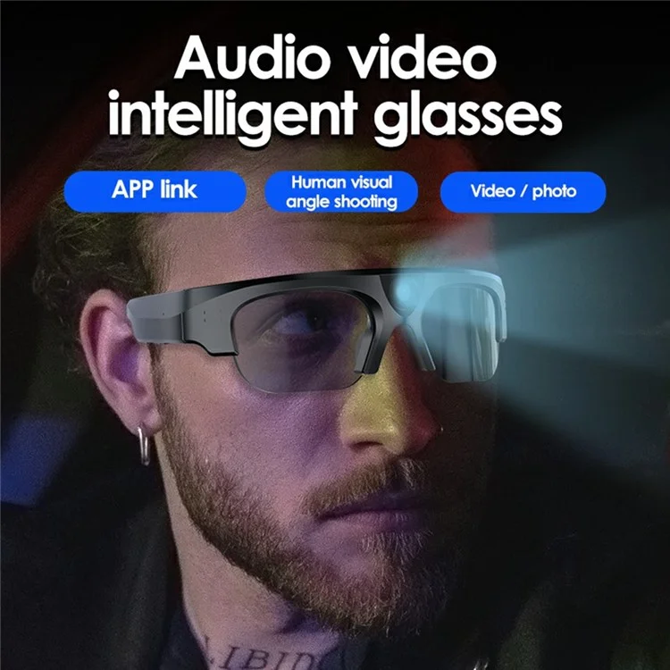 XV17 2K Camera WiFi Bluetooth-compatible Smart Glasses Video Recorder without Memory Card (CE Certified) - Grey