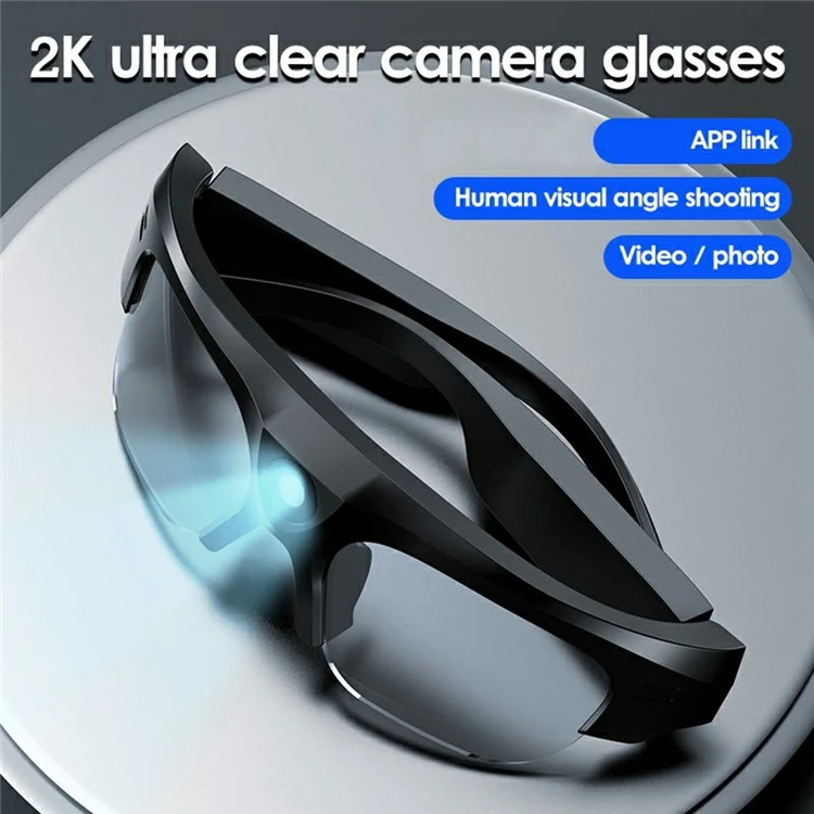 XV17 2K Camera WiFi Bluetooth-compatible Smart Glasses Video Recorder without Memory Card (CE Certified) - Grey