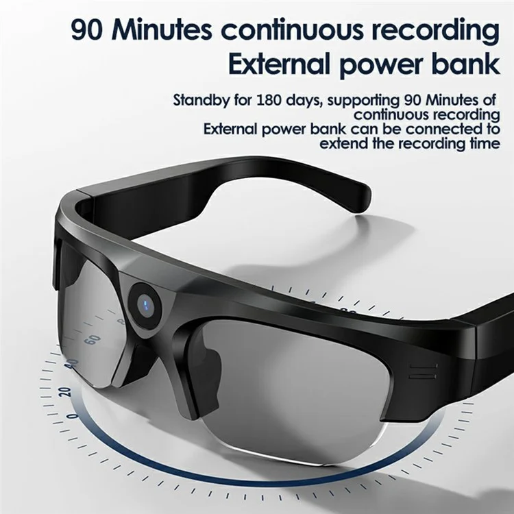 XV17 2K Camera WiFi Bluetooth-compatible Smart Glasses Video Recorder without Memory Card (CE Certified) - Grey