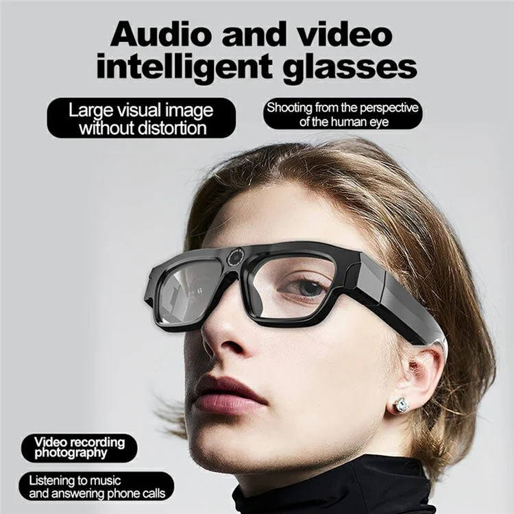XV18 4K Camera Smart Glasses Bluetooth-compatible Sports Earphone without Memory Card (CE Certified)