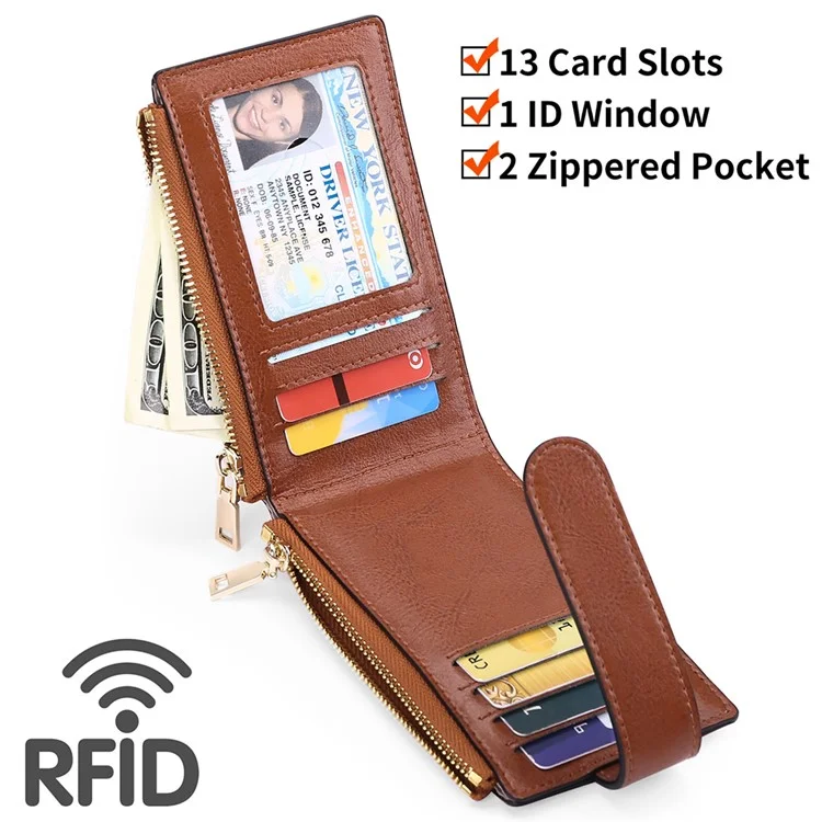 Women's Wallet for AirTag Holder Genuine Cow Leather Slim RFID Blocking Card Holder with Protective Film - Peacock Blue