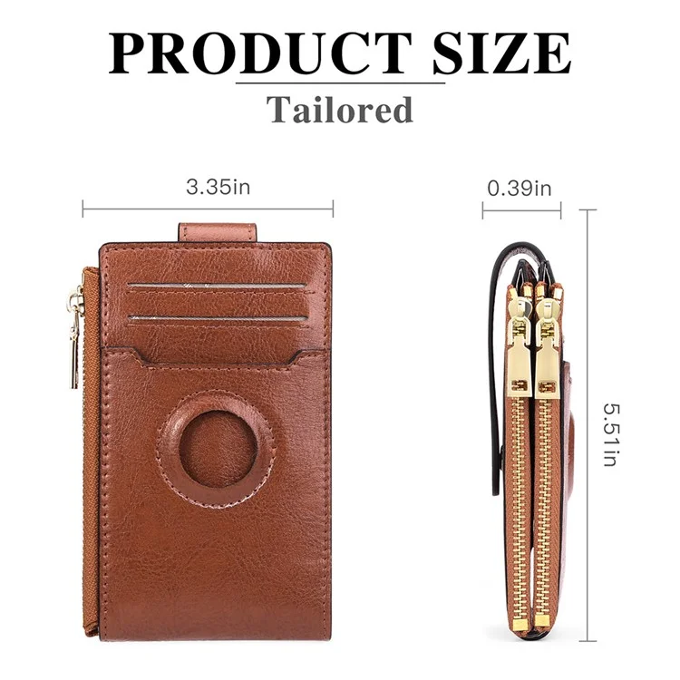 Women's Wallet for AirTag Holder Genuine Cow Leather Slim RFID Blocking Card Holder with Protective Film - Peacock Blue