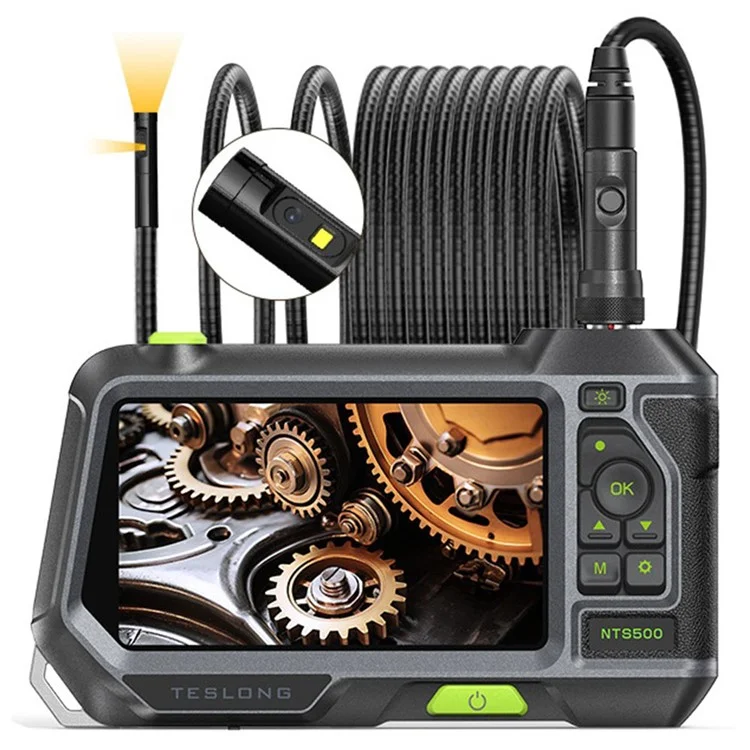 TESLONG NTS500 8mm Dual Lens 5m Wire 5.0-inch Screen Industry Endoscope Inspection Camera with 32G TF Card