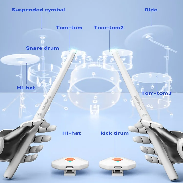 GAMSING GRA2 Air Drum Set with Bluetooth-compatible Speaker, Sticks Portable Drumstick Playset