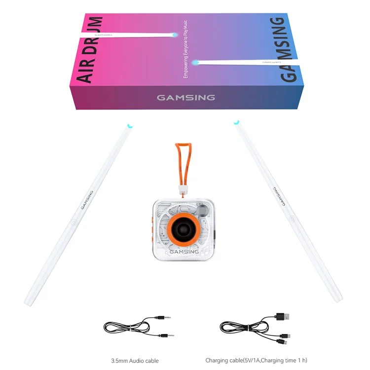 GAMSING GRA2 Air Drum Set with Bluetooth-compatible Speaker, Sticks Portable Drumstick Playset