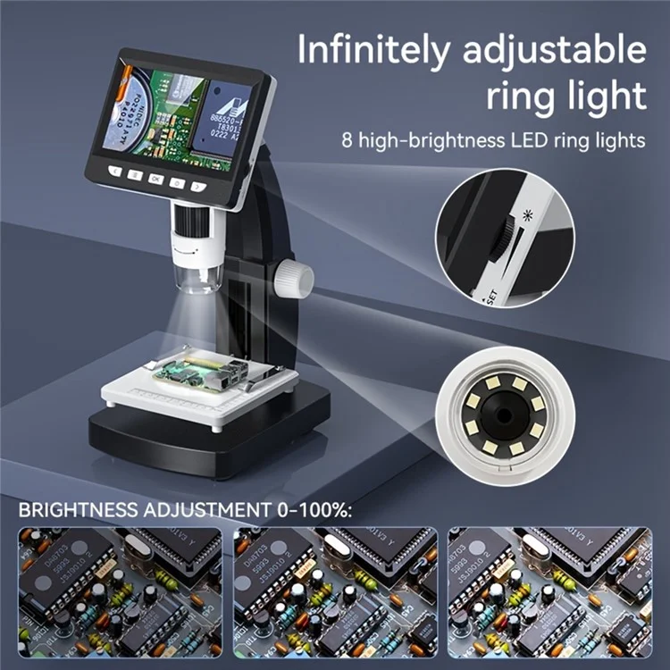 306 2MP Digital Microscope Camera 4.3 inch Screen 1000X Magnification Kids Microscope Video Recorder