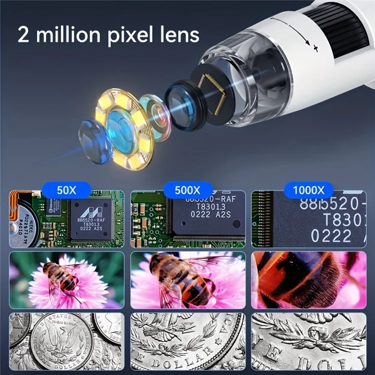 306 2MP Digital Microscope Camera 4.3 inch Screen 1000X Magnification Kids Microscope Video Recorder