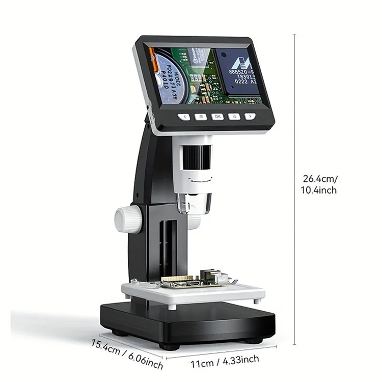 306 2MP Digital Microscope Camera 4.3 inch Screen 1000X Magnification Kids Microscope Video Recorder
