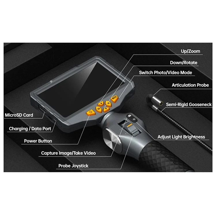 Teslong TD500 da 6,5 ​​mm Per Lente Rotabile 1,55 m Filo da 5,0 Pollici Schema di Ispezione Del Tubo Dell'endoscopio Con Scheda 32G TF