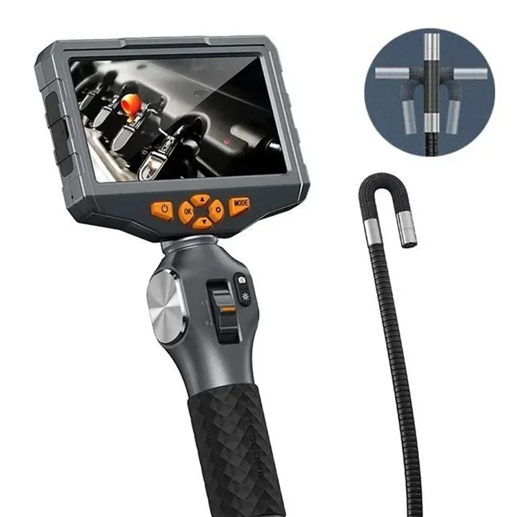 TESLONG TD500 Telecamera di ispezione per tubi con lente rotante da 8,5 mm, cavo da 1,55 m e schermo da 5,0 pollici, con scheda TF da 32 GB