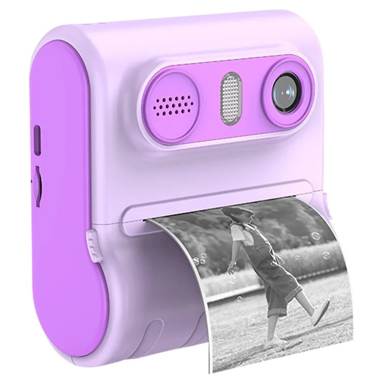 LK001 2.4-inch Screen Children Digital Camera Thermal Inkless Photo Printer with 32G TF Card + Card Reader - Purple