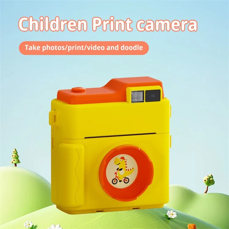 LK002 2,4-дюймовый Экран Детей HD Digital Camera Mini Photo Photo Printer с 32G TF Card + Carder Reader - Желтый