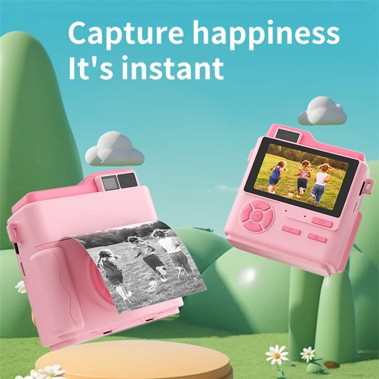 LK002 2,4-дюймовый Экран Детей HD Digital Camera Mini Photo Photo Printer с 32G TF Card + Carder Reader - Желтый