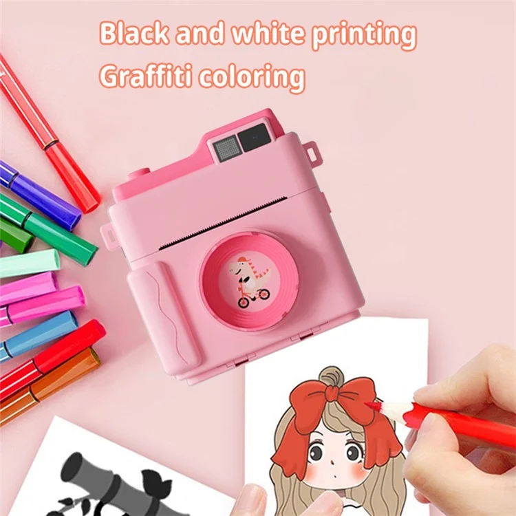 LK002 2,4-дюймовый Экран Детей HD Digital Camera Mini Photo Photo Printer с 32G TF Card + Carder Reader - Желтый
