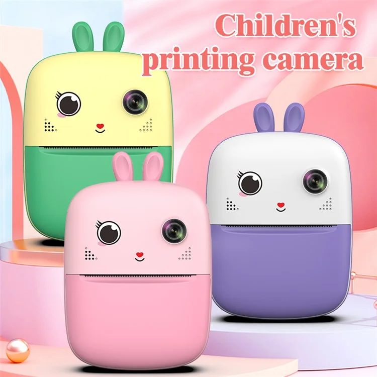 Câmera Digital Infantil S6 Cute Cartoon de 2,4 Polegadas com Impressora Térmica Instantânea de Fotos Dual Lens e Cartão TF de 32G + Leitor de Cartão - Rosa