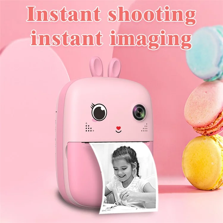 Câmera Digital Infantil S6 Cute Cartoon de 2,4 Polegadas com Impressora Térmica Instantânea de Fotos Dual Lens e Cartão TF de 32G + Leitor de Cartão - Rosa