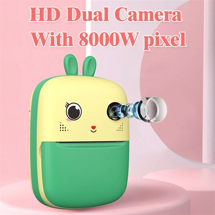 Câmera Digital Infantil S6 Cute Cartoon de 2,4 Polegadas com Impressora Térmica Instantânea de Fotos Dual Lens e Cartão TF de 32G + Leitor de Cartão - Rosa