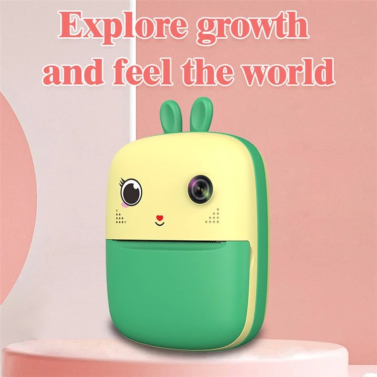 S6 Cute Cartoon 2,4-дюймовый Экран с Двойной Линзой Детская Цифровая Камера Мгновенная Тепловая Фотопринтер - Розовый
