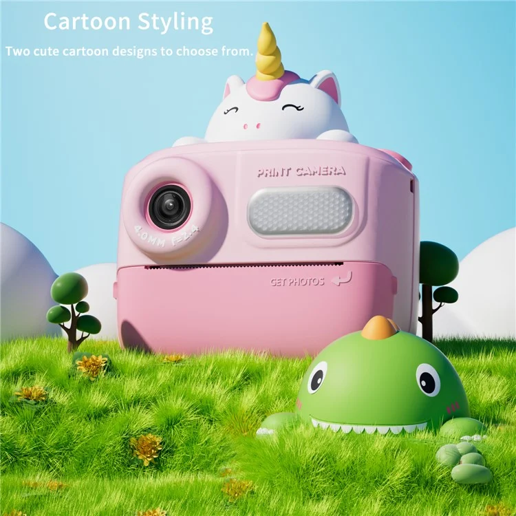 K64 Cute Dual Lens Kids HD Camera da Stampa Istantanea Stampante Per Foto Termiche - Verde