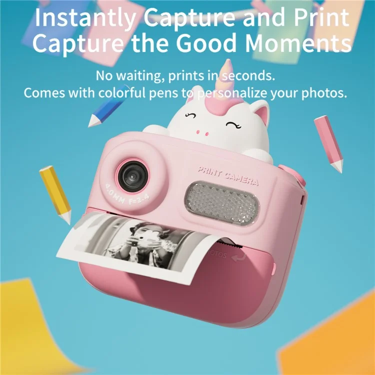 K64 Cute Dual Lens Kids HD Camera da Stampa Istantanea Stampante Per Foto Termiche - Verde