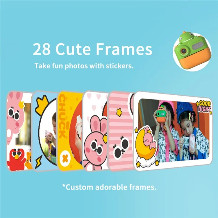 K64 Cute Dual Lens Kids HD Camera da Stampa Istantanea Stampante Per Foto Termiche - Verde