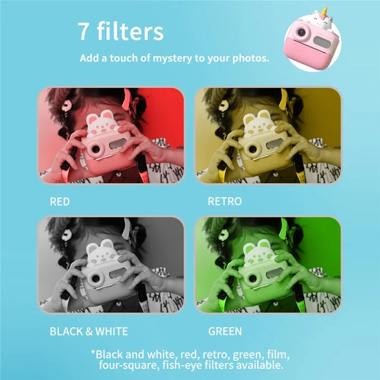 K64 Cute Dual Lens Kids HD Camera da Stampa Istantanea Stampante Per Foto Termiche - Verde